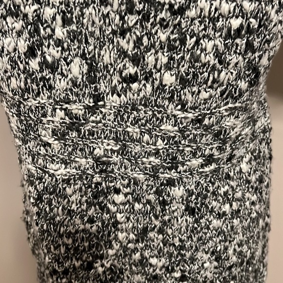 Chicos Black White Marled Fringe Vest Open Long Knit Sweater Cardigan Duster S - Picture 8 of 14